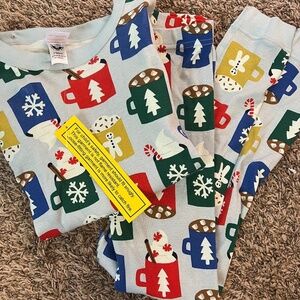 NWT Hanna Andersson Long john pajama set hot cocoa print size 8 organic cotton